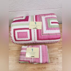 Pottery Barn Kids Katie Patchwork Quilt Sz Twin W/ 1  Standard Shams NOS 2006